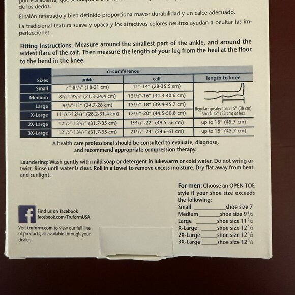 Truform Below Knee Compression Stockings 20-30 Mmhg Set of 3 Sz L Black NEW - Picture 4 of 6